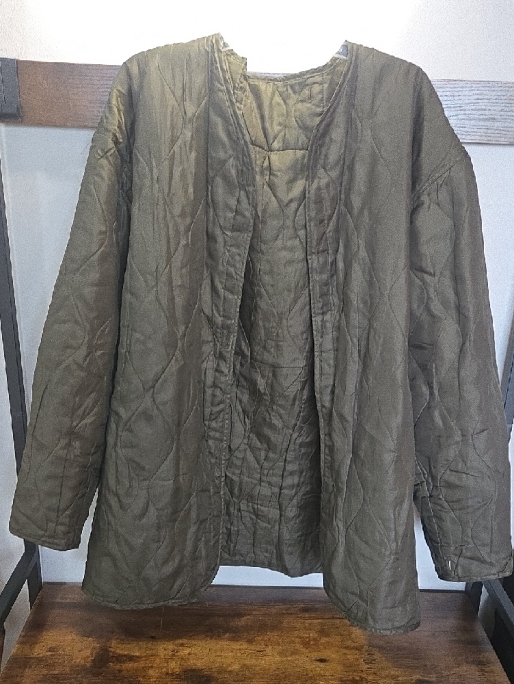Authentic Army OD Green Extreme Cold Weather Parka Liner Jacket Quilted Olive - Picture 2 of 4